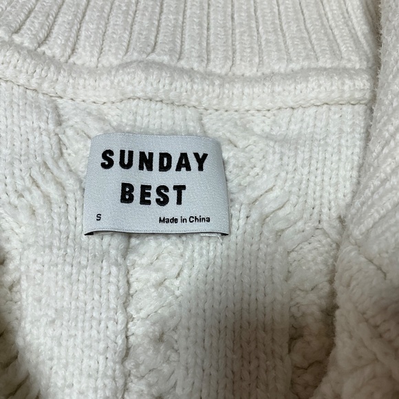 ARITZIA SUNDAY BEST Cotton Blend Cable Knit 1/4 Zip Sweater Dress / Tunic Sz S - Picture 6 of 11